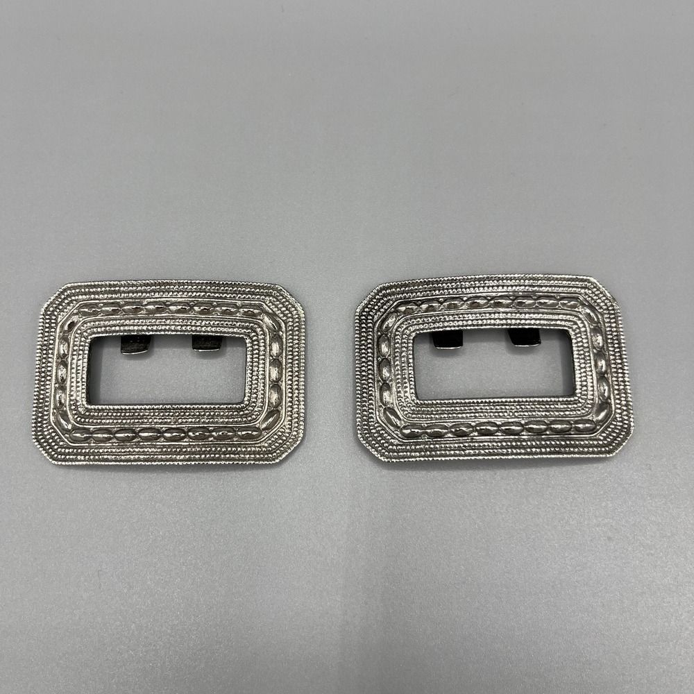 Tip Toe Shoe Charms Womens One Size Silver Metal Rectangular Buckle Clips Pair